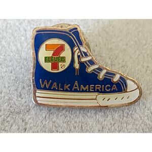 VINTAGE 1980s Enamel Walk America March of Dimes 7 Eleven Sneaker Lapel Pin